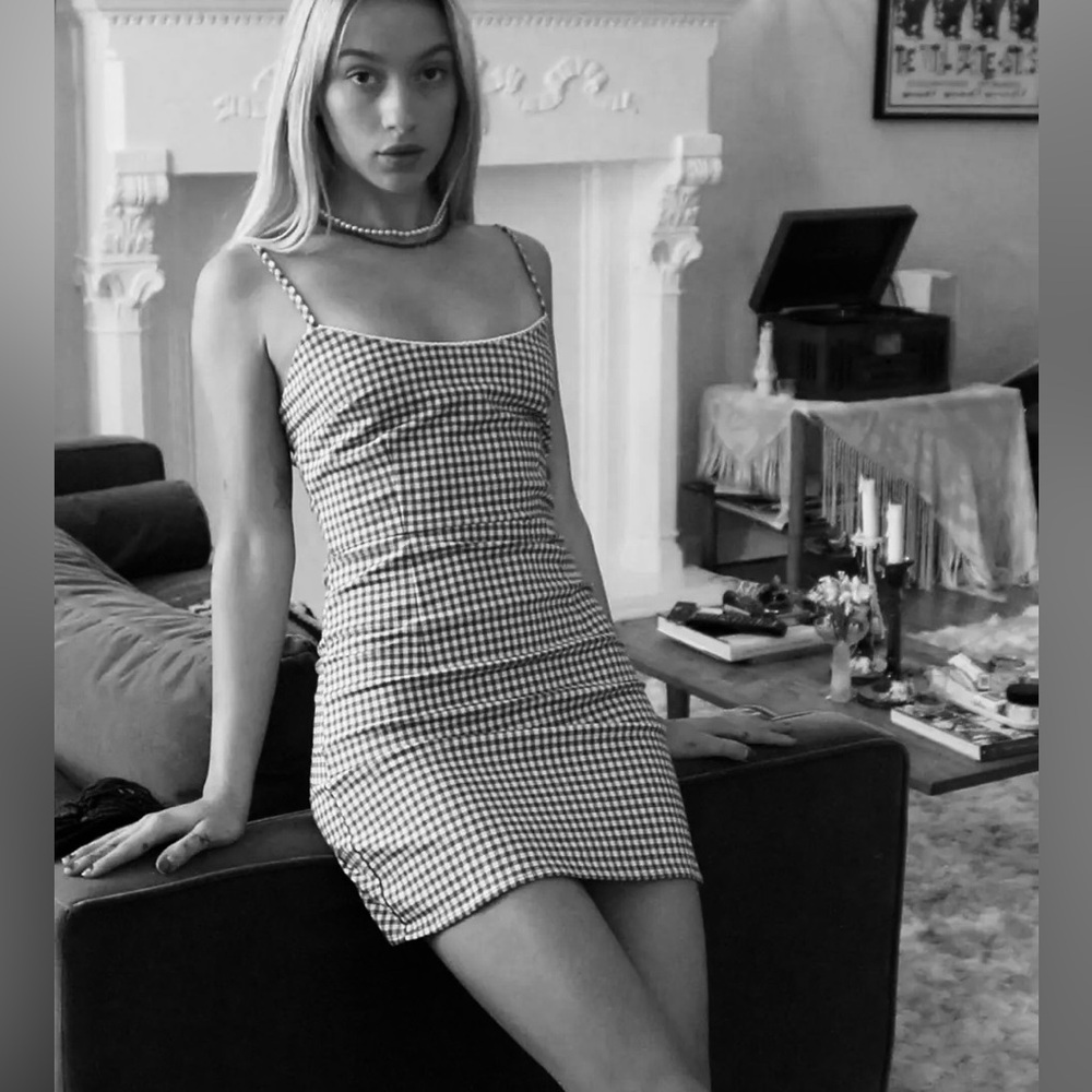 Urban Outfitters Southold Gingham Mini Dress Black White S